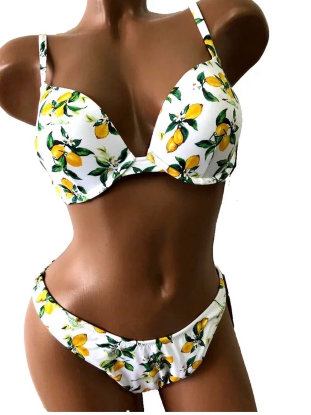 Victoria's Secret White Bikini with Yellow Lemon Print- Size L